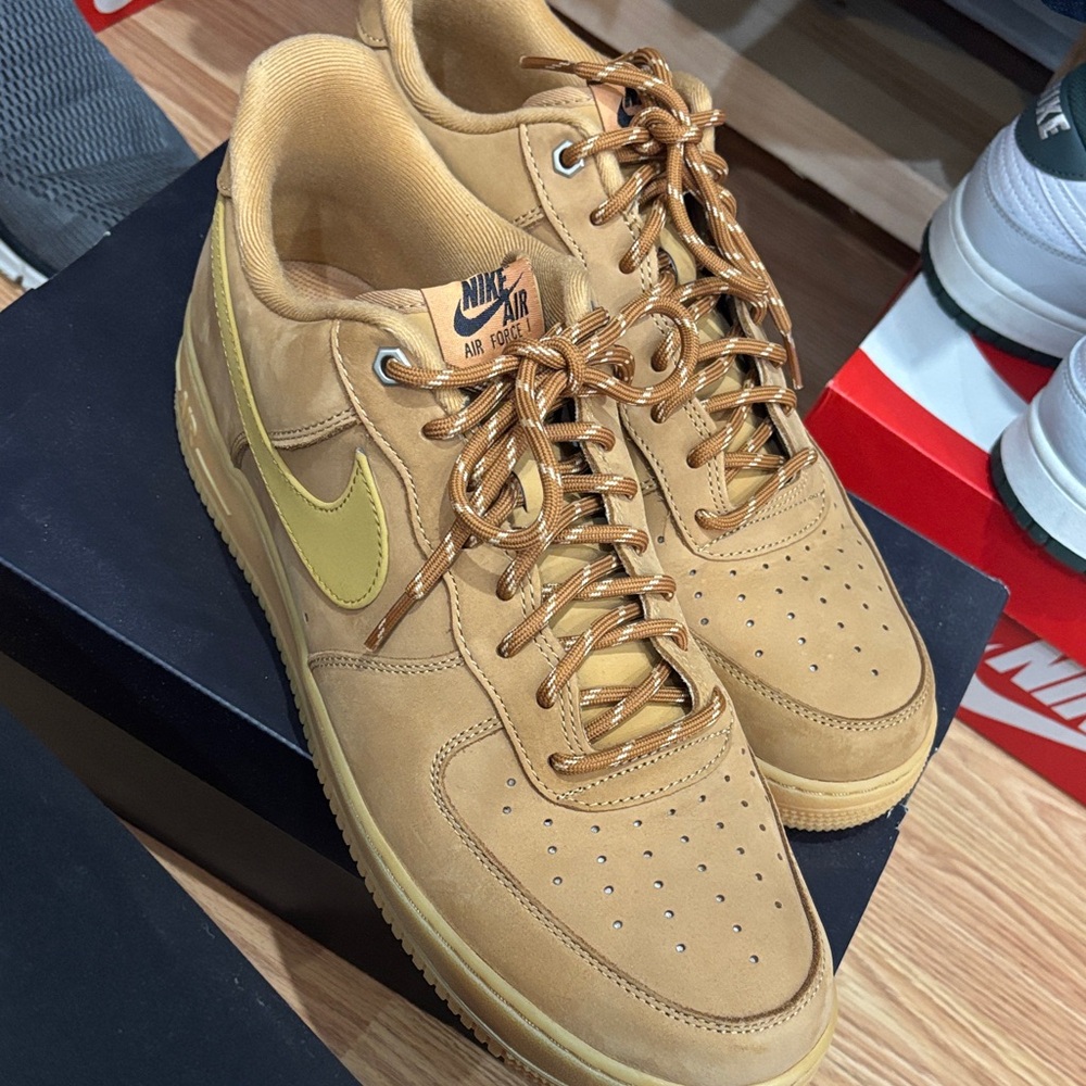 Nike Tan Sneakers with Yellow Accents
